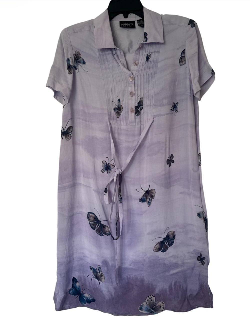 Liz Claiborne Light Lavender Butterfly Cute Rayon VTG Dress - Size 10P